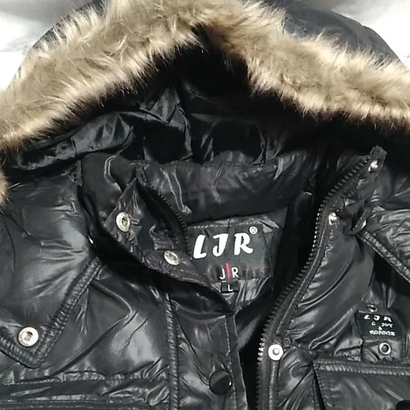 RARE! LJR JR Puffer Coat Zip/Snap Button Closure Sz.L - Picture 12 of 15